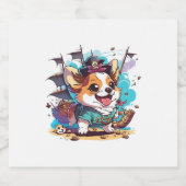 Corgi Dog Pirate Sparkling Wijnetiket (Enkel label)