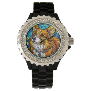 Corgi Dog Portrait Horloge