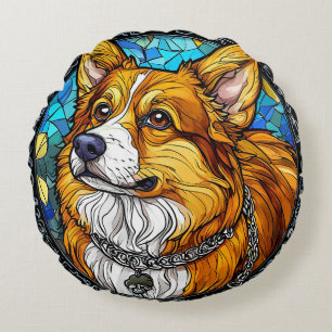 Corgi Dog Portrait Rond Kussen