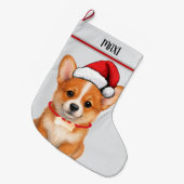 Corgi Dog Puppy Custom Pet Grote Kerstsok (Voorkant (Hangend))