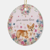 Corgi Dog Puppy flower print Keramisch Ornament (Links)