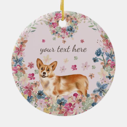 Corgi Dog Puppy flower print Keramisch Ornament (Achterkant)