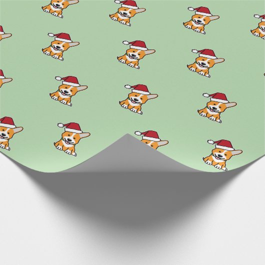 Corgi dog puppy Pembroke Welsh Christmas Santa Cadeaupapier (Hoek)
