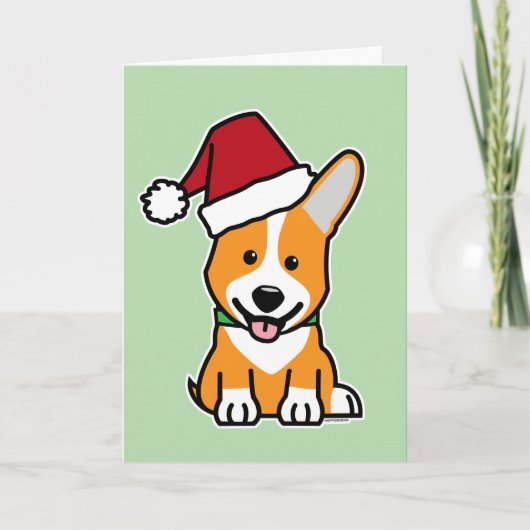 Corgi dog puppy Pembroke Welsh Christmas Santa hat Kaart (Voorkant)