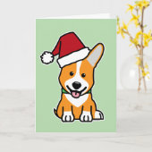 Corgi dog puppy Pembroke Welsh Christmas Santa hat Kaart (Gele Bloem)