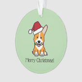 Corgi dog puppy Pembroke Welsh Christmas Santa hat Ornament (voorkant)