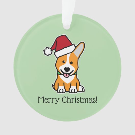 Corgi dog puppy Pembroke Welsh Christmas Santa hat Ornament (voorkant)