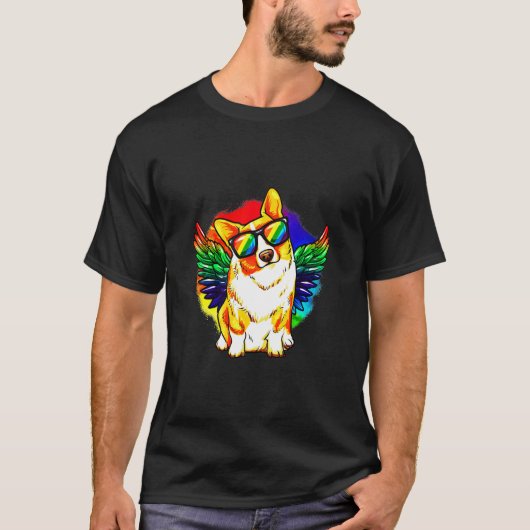 Corgi Dog Rainbow Pride T-shirt (Voorkant)