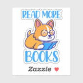 Corgi Dog Reading Book Sticker (Vel)