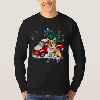 Corgi Dog Red Truck Kerstmis Pajama Long T-shirt