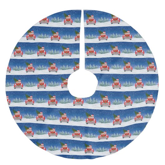 Corgi Dog rijdt met sneeuwkerst Kerstboom Rok (Voorkant)