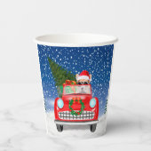Corgi Dog rijdt met sneeuwkerst Papieren Bekers (Achterkant)