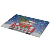 Corgi Dog rijdt met sneeuwkerst Snijplank (Hoek)