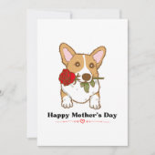 Corgi Dog Roos Biting Roos in mond-Moederdag (Voorkant)