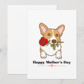 Corgi Dog Roos Biting Roos in mond-Moederdag (Voorkant / Achterkant)