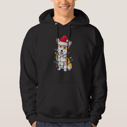 Corgi Dog Santa Hat Kerstmis met kerstmis Hoodie (Voorkant)