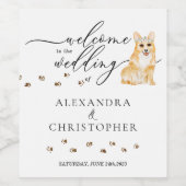 Corgi Dog Schattigee bruiloft Wijn Etiket (Enkel label)