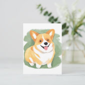 Corgi Dog | Schattigee Hondenras Waterverf Briefkaart (Staand voorkant)
