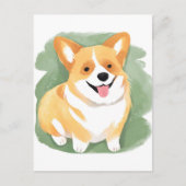 Corgi Dog | Schattigee Hondenras Waterverf Briefkaart (Voorkant)