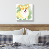 Corgi Dog | Schattigee Hondenras Waterverf Canvas Afdruk (Insitu (Slaapkamer))