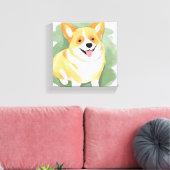 Corgi Dog | Schattigee Hondenras Waterverf Canvas Afdruk (Insitu (Woonkamer))