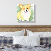 Corgi Dog | Schattigee Hondenras Waterverf Canvas Afdruk (Insitu (Slaapkamer))