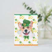 Corgi Dog Shamrock St. Patricks Day Feestdagenkaart (Staand voorkant)