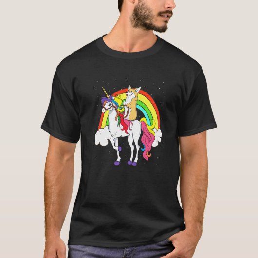 Corgi Dog Space Galaxy Rainbow Corgicorn T-shirt (Voorkant)