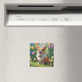 Corgi Dog Spring Bloemen Schilderen Magneet (Insitu (Vaatwasser))
