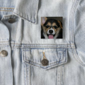 Corgi Dog Square Pin Vierkante Button 5,1 Cm (In situ)