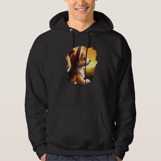 Corgi Dog Sunset Retro Corgis Dogs 1 Hoodie (Voorkant)
