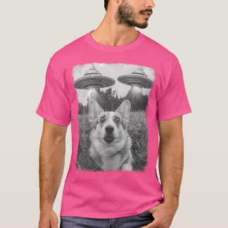 Corgi Dog Ufo Buitenaardse Selfie T-shirt