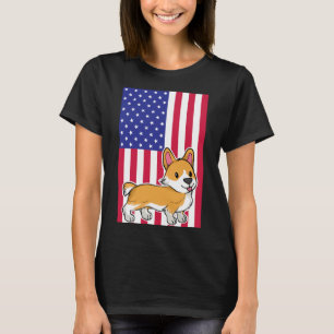 Corgi Dog Usa Flag T-shirt