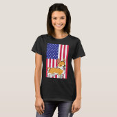 Corgi Dog Usa Flag T-shirt (Voorkant volledig)