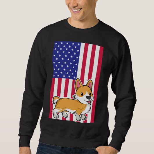 Corgi Dog Usa Flag Trui (Voorkant)