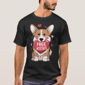 Corgi Dog Valentijnsdag Gratis Kusjes T-shirt (Voorkant)
