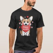 Corgi Dog Valentijnsdag Gratis Kusjes T-shirt (Voorkant)