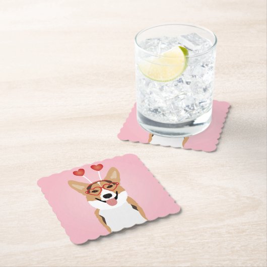 Corgi Dog Valentijnsdag Kartonnen Onderzetters (Insitu)