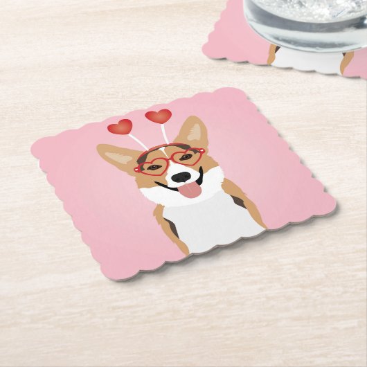 Corgi Dog Valentijnsdag Kartonnen Onderzetters (Gebogen)