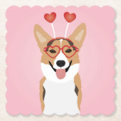 Corgi Dog Valentijnsdag Kartonnen Onderzetters (Voorkant)