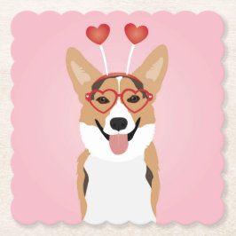 Corgi Dog Valentijnsdag Kartonnen Onderzetters