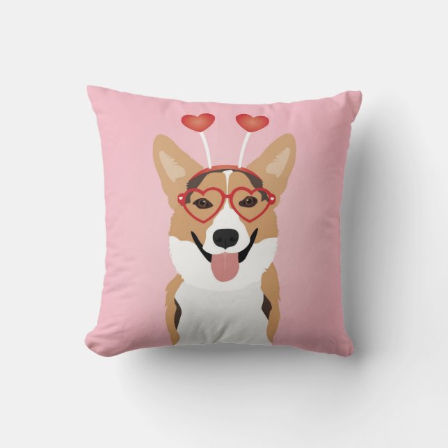Corgi Dog Valentijnsdag Kussen (Voorkant)