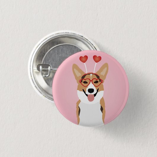 Corgi Dog Valentijnsdag Ronde Button 3,2 Cm (Voorkant /achterkant)