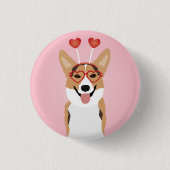Corgi Dog Valentijnsdag Ronde Button 3,2 Cm (Voorkant)