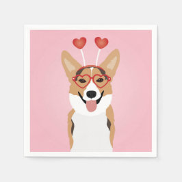 Corgi Dog Valentijnsdag Servet