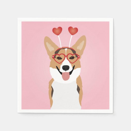Corgi Dog Valentijnsdag Servet (Voorkant)