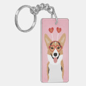 Corgi Dog Valentijnsdag Sleutelhanger (Voorkant Links)