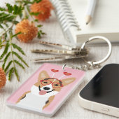 Corgi Dog Valentijnsdag Sleutelhanger (Voorkant Rechts)