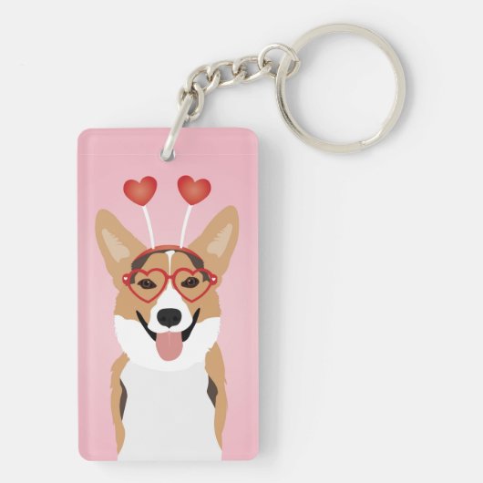 Corgi Dog Valentijnsdag Sleutelhanger (achterkant)