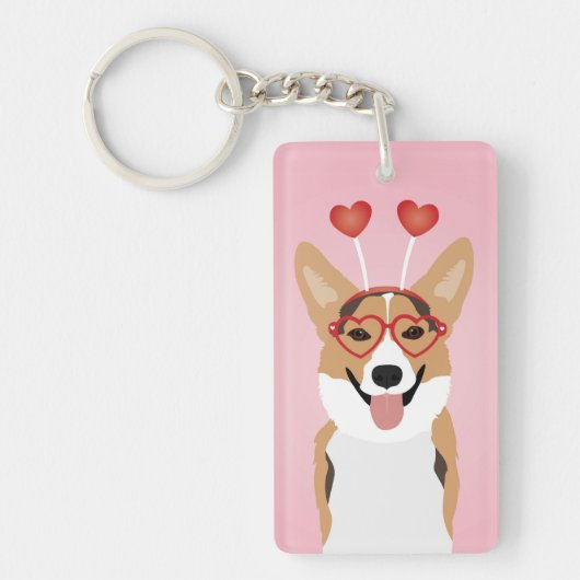 Corgi Dog Valentijnsdag Sleutelhanger (Voorkant)